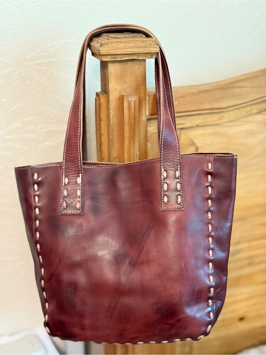 Bed Stu Stevie Tote Bag | Burgundy Mahogany Leather | Cobbler Series Nwot — image 2 of 7